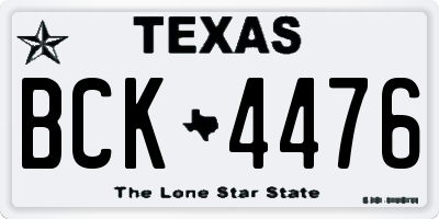 TX license plate BCK4476