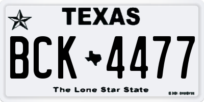 TX license plate BCK4477