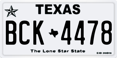 TX license plate BCK4478