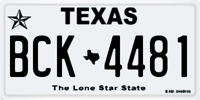 TX license plate BCK4481