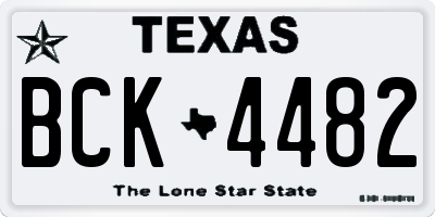 TX license plate BCK4482