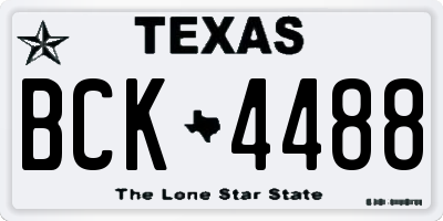 TX license plate BCK4488