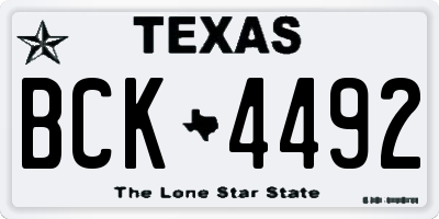 TX license plate BCK4492