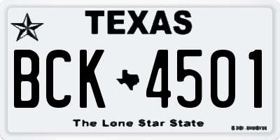 TX license plate BCK4501