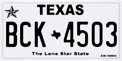 TX license plate BCK4503