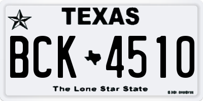 TX license plate BCK4510