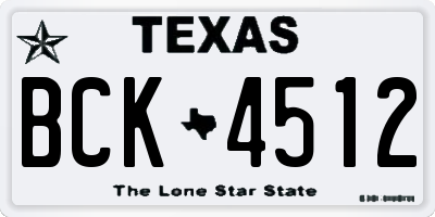 TX license plate BCK4512