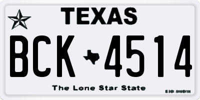TX license plate BCK4514