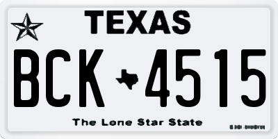 TX license plate BCK4515