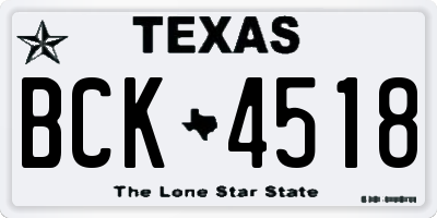 TX license plate BCK4518