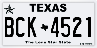 TX license plate BCK4521