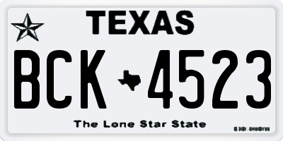 TX license plate BCK4523