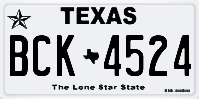 TX license plate BCK4524