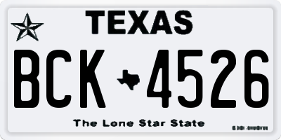TX license plate BCK4526