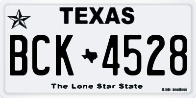 TX license plate BCK4528
