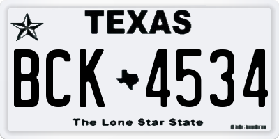TX license plate BCK4534