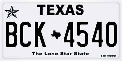 TX license plate BCK4540