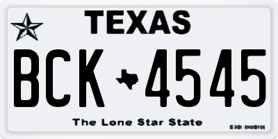 TX license plate BCK4545