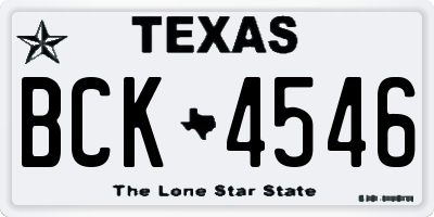 TX license plate BCK4546