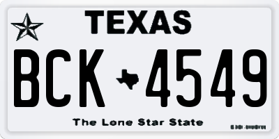 TX license plate BCK4549