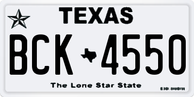 TX license plate BCK4550