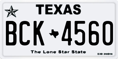TX license plate BCK4560