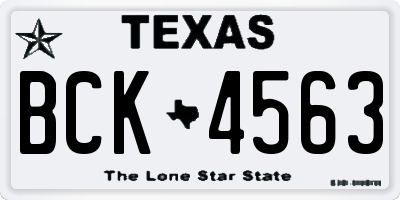 TX license plate BCK4563