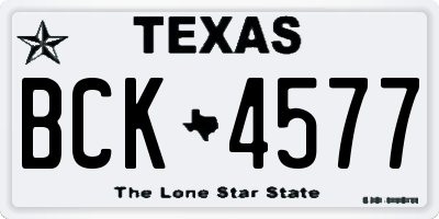 TX license plate BCK4577