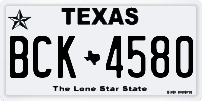 TX license plate BCK4580