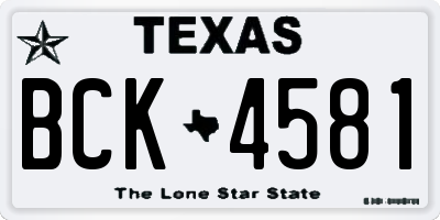 TX license plate BCK4581