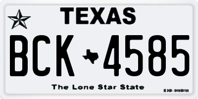 TX license plate BCK4585