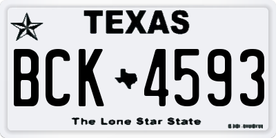 TX license plate BCK4593