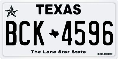 TX license plate BCK4596