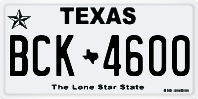 TX license plate BCK4600