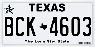 TX license plate BCK4603