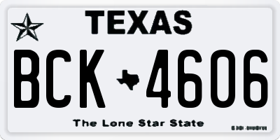 TX license plate BCK4606