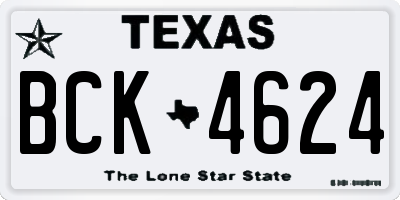 TX license plate BCK4624
