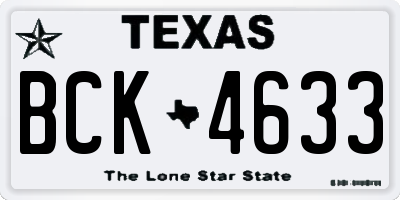 TX license plate BCK4633