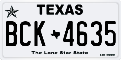 TX license plate BCK4635