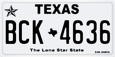 TX license plate BCK4636