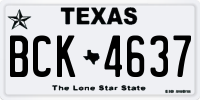 TX license plate BCK4637