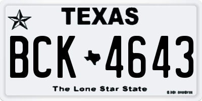 TX license plate BCK4643