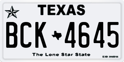 TX license plate BCK4645