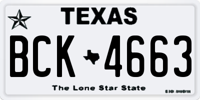 TX license plate BCK4663