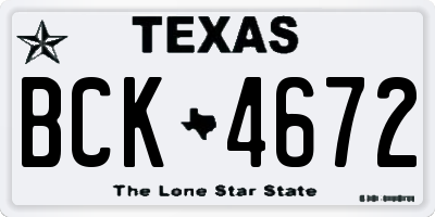 TX license plate BCK4672
