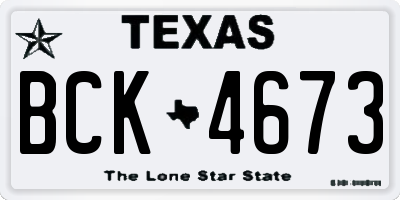 TX license plate BCK4673
