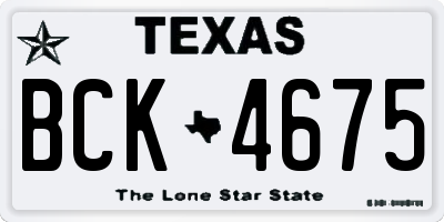 TX license plate BCK4675