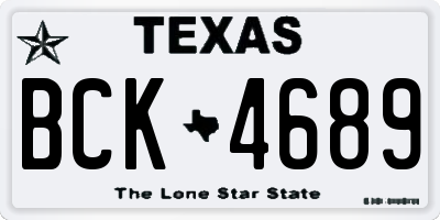 TX license plate BCK4689
