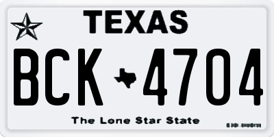 TX license plate BCK4704