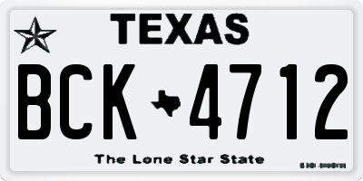 TX license plate BCK4712